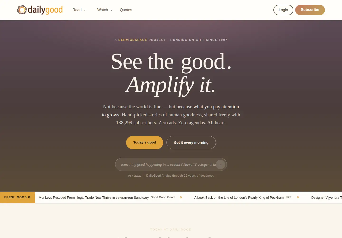 Screenshot of dailygood.org