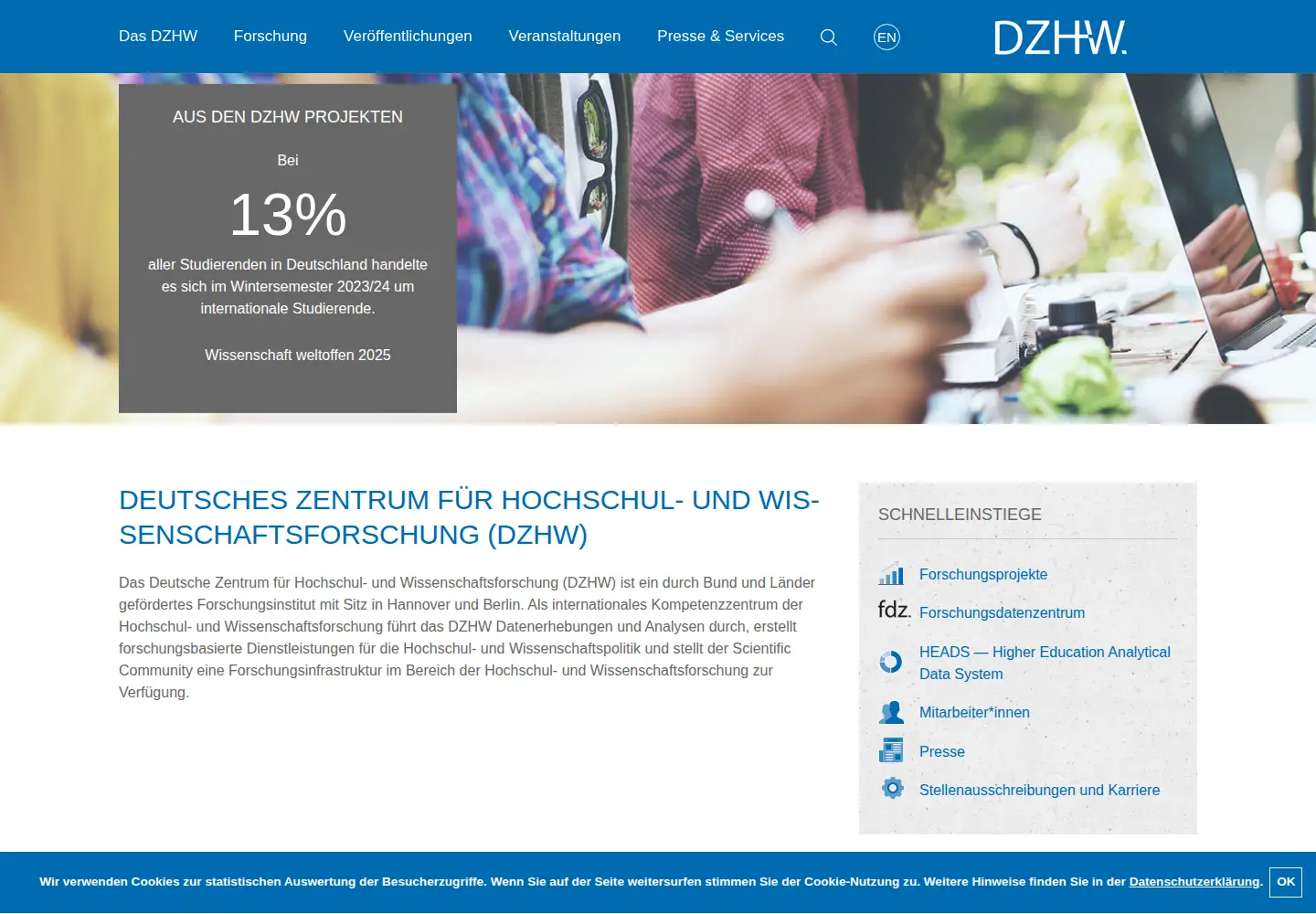 Screenshot of dzhw.eu