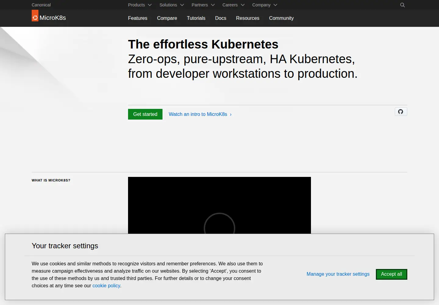 Screenshot of microk8s.io