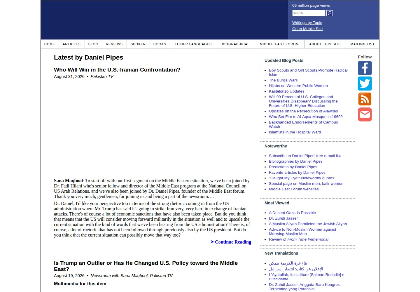 Screenshot of danielpipes.org