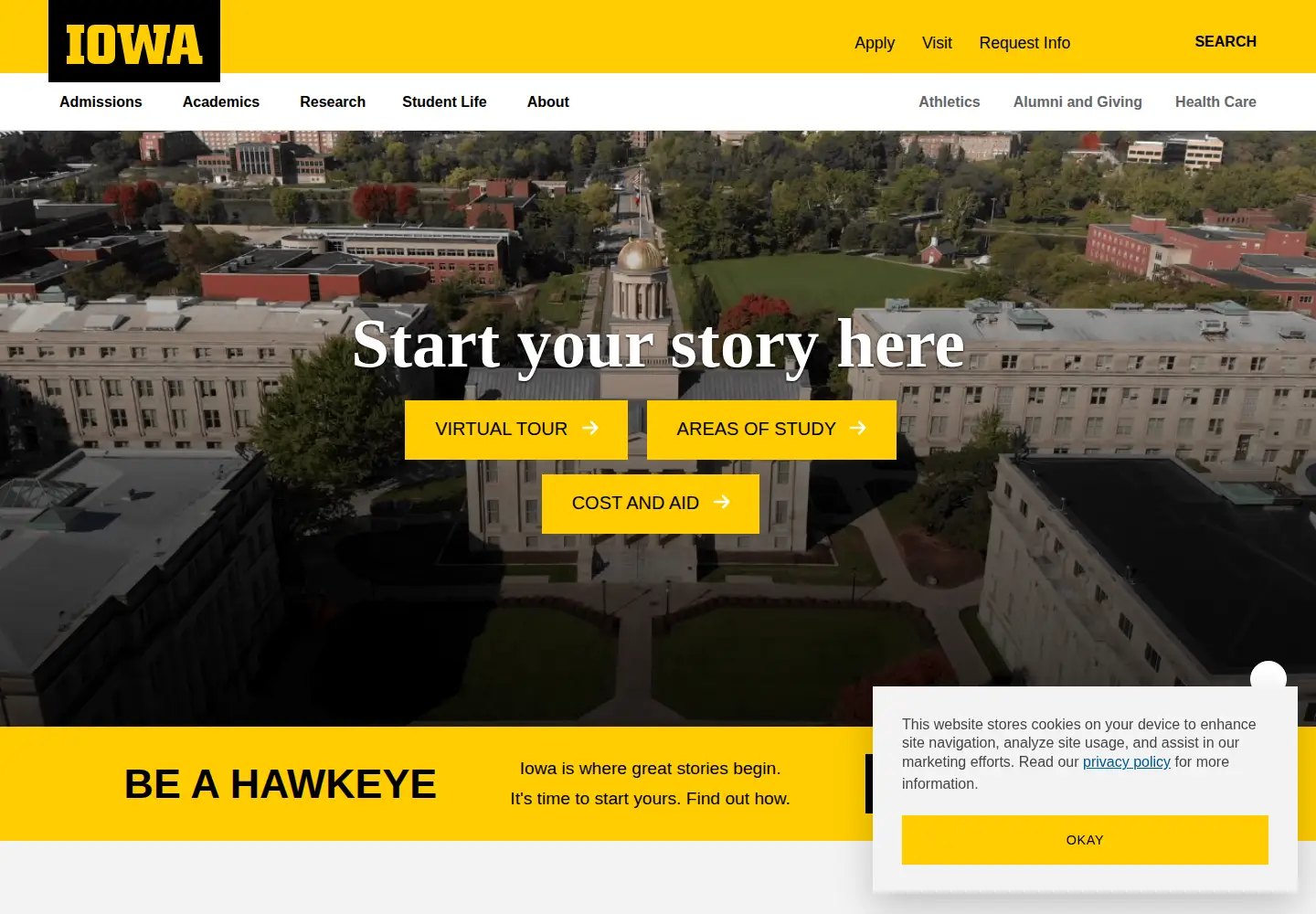 Screenshot of uiowa.edu
