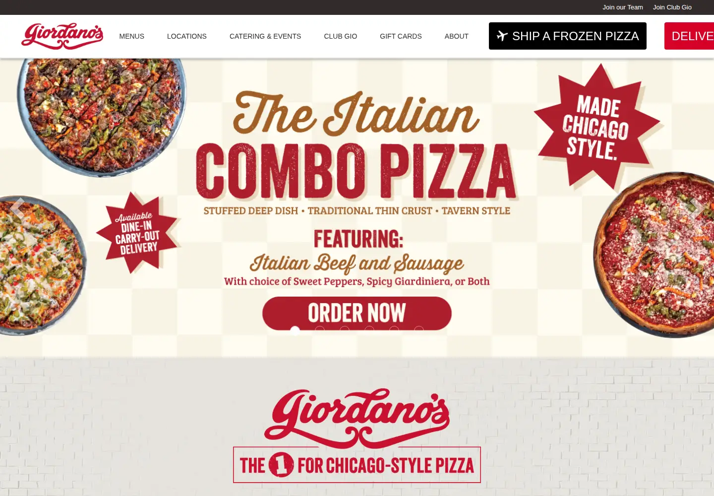 Screenshot of giordanos.com