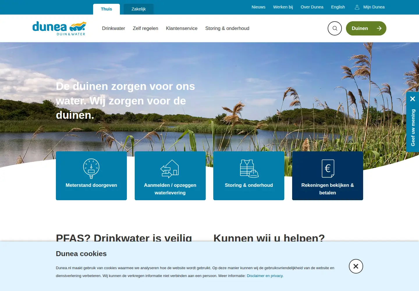 Screenshot of dunea.nl