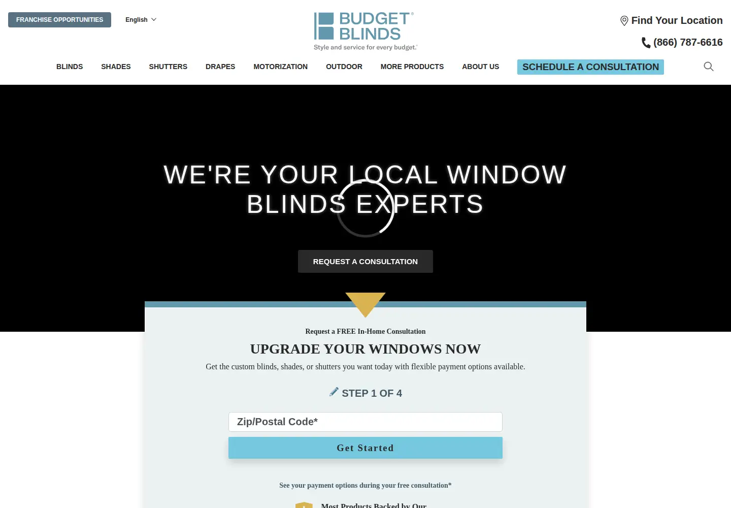 Screenshot of budgetblinds.com
