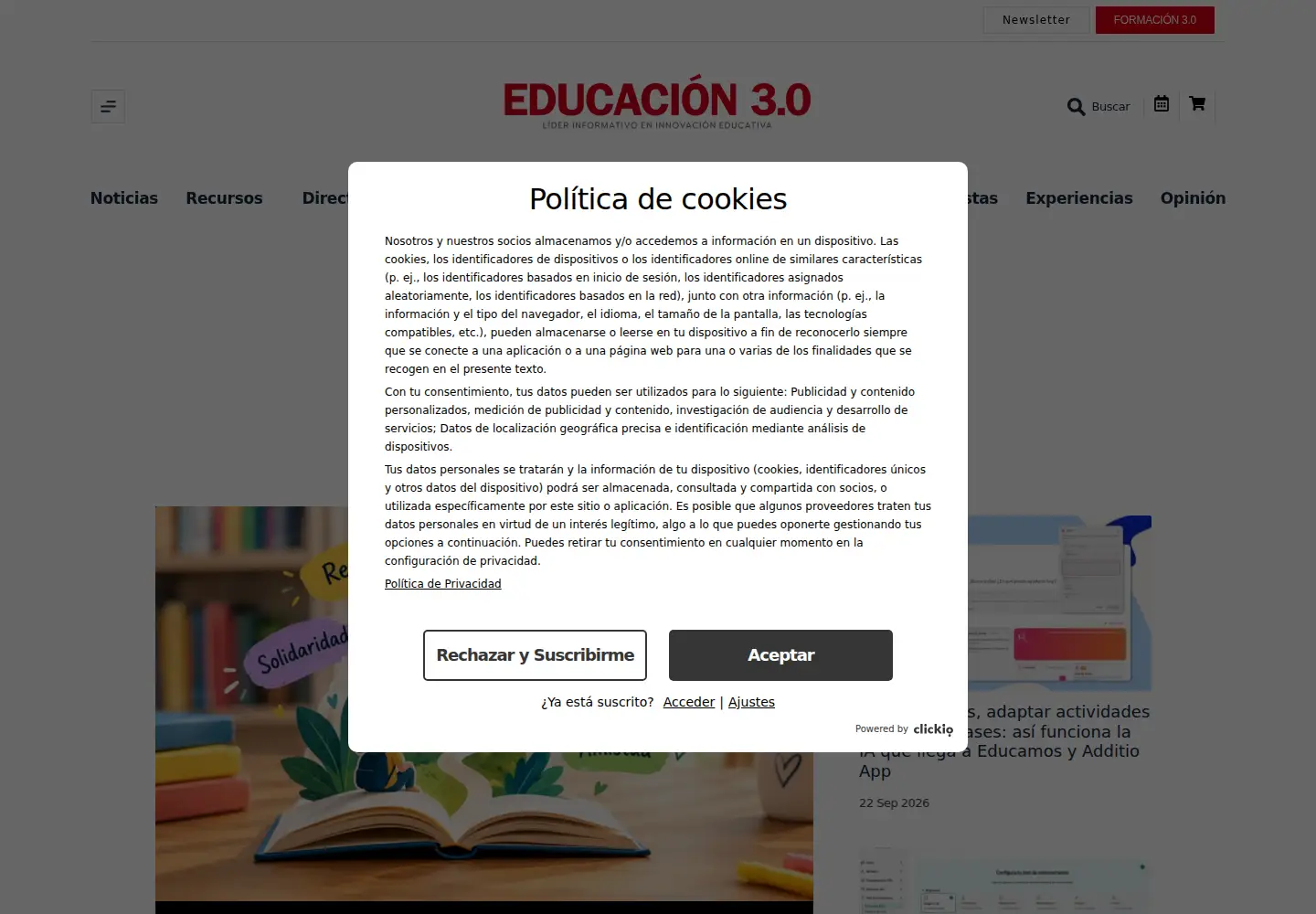 Screenshot of educaciontrespuntocero.com