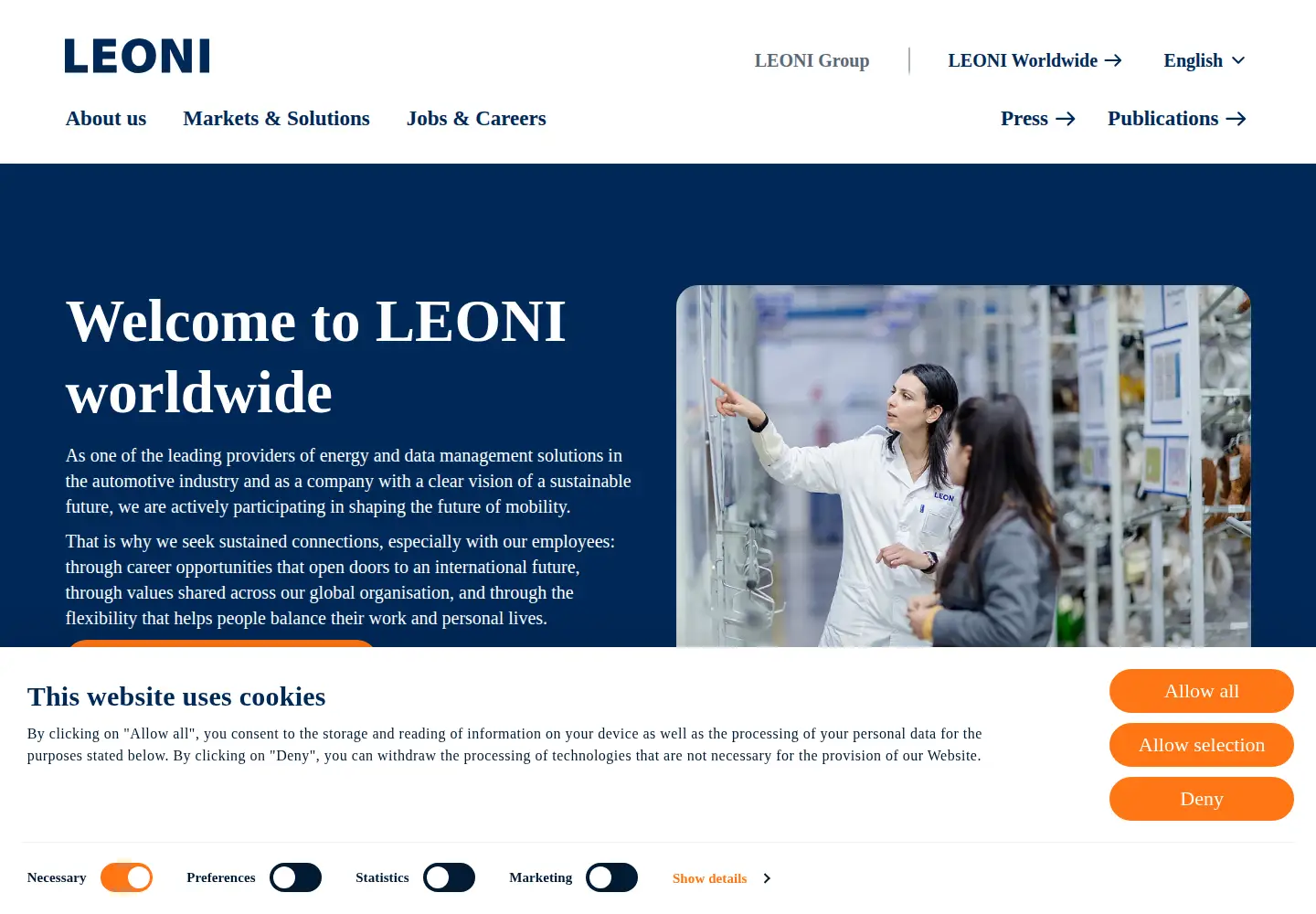 Screenshot of leoni.com