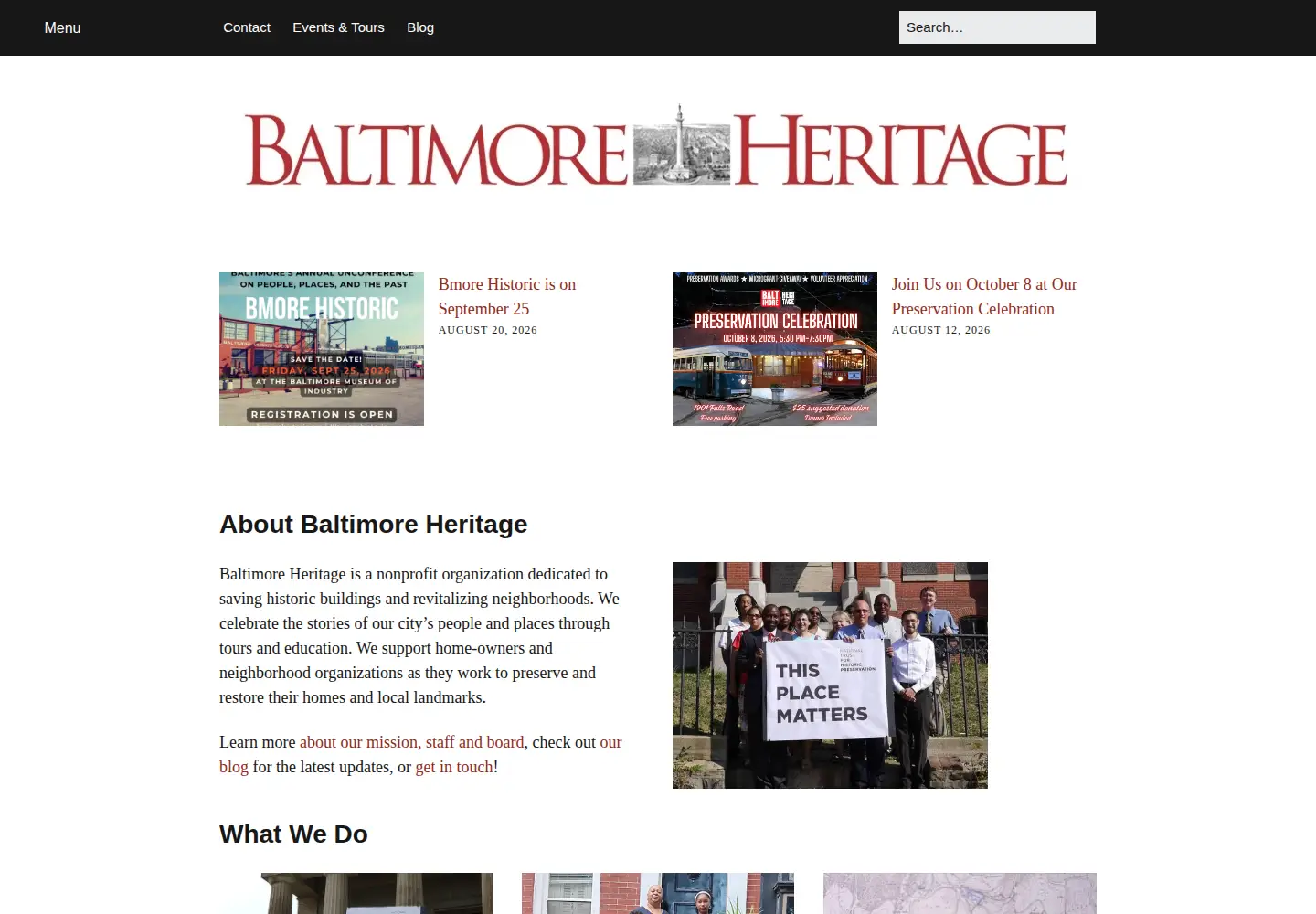 Screenshot of baltimoreheritage.org