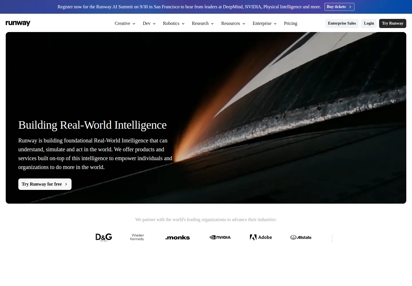 Screenshot of runwayml.com