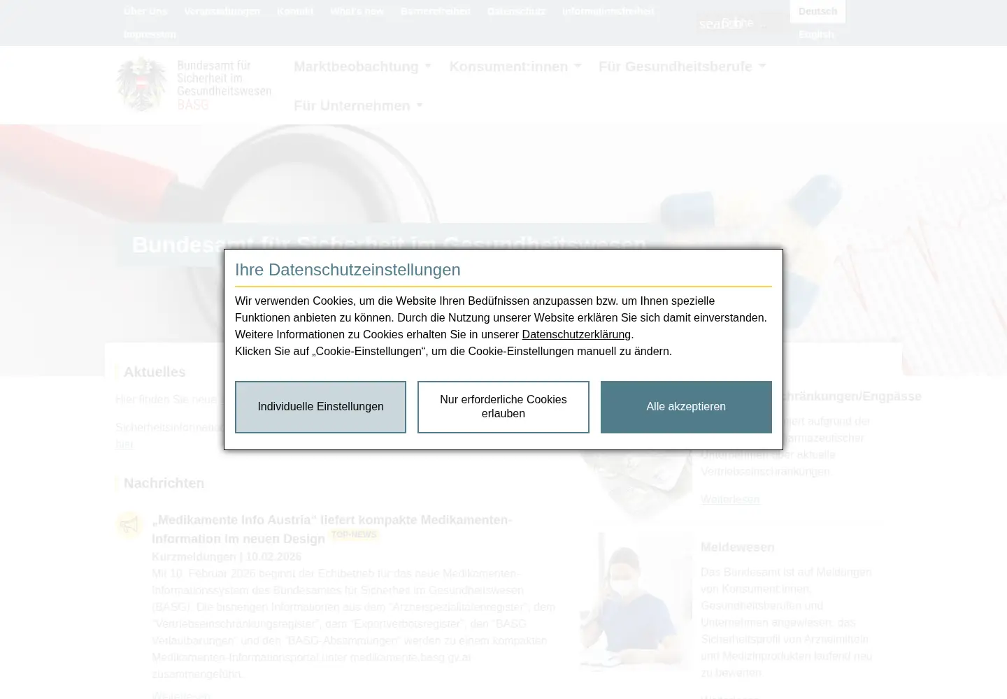 Screenshot of basg.gv.at
