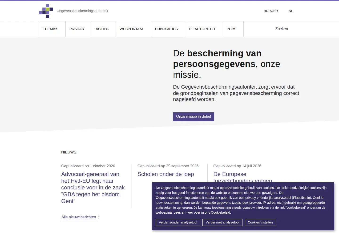 Screenshot of privacycommission.be
