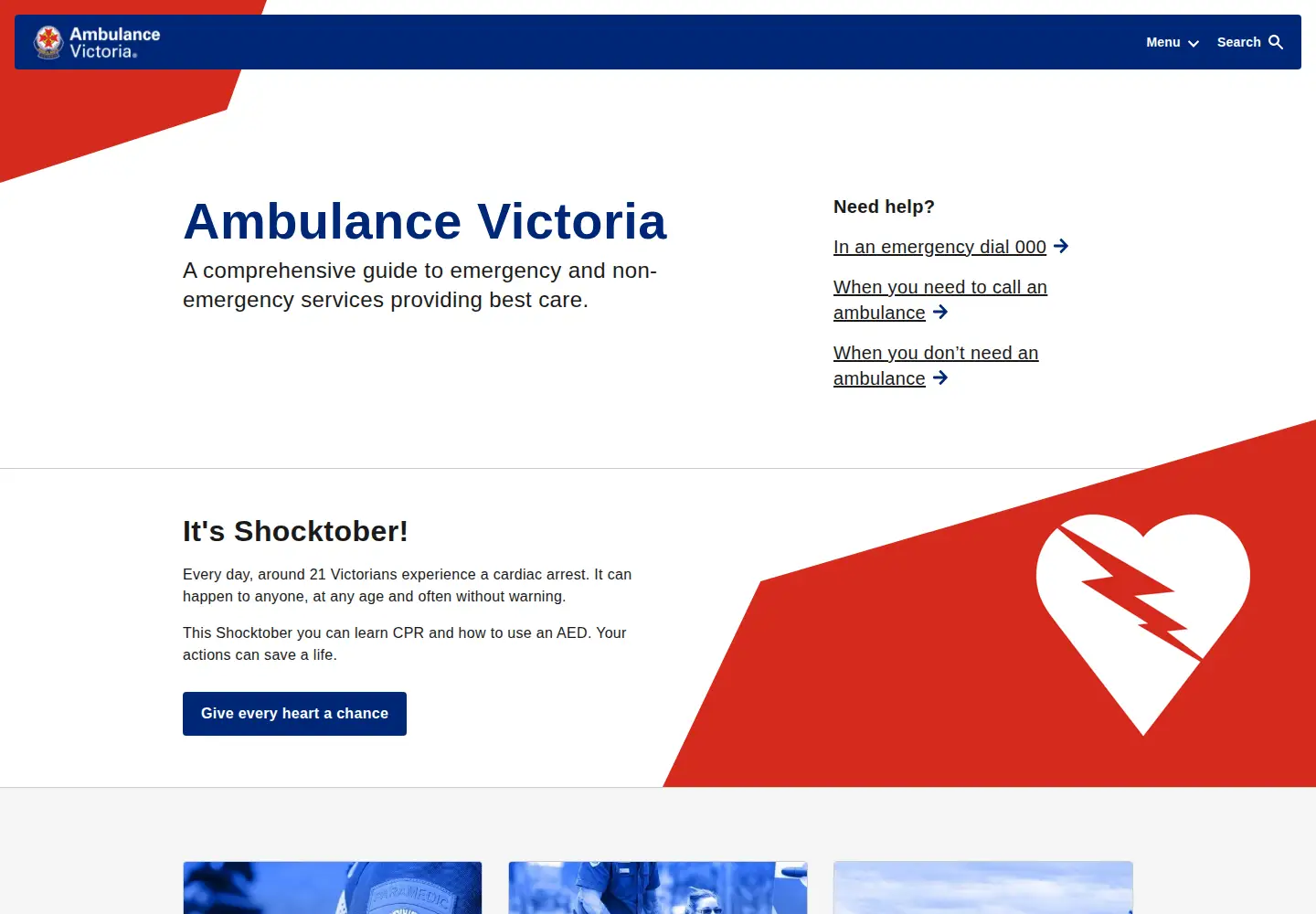 Screenshot of ambulance.vic.gov.au