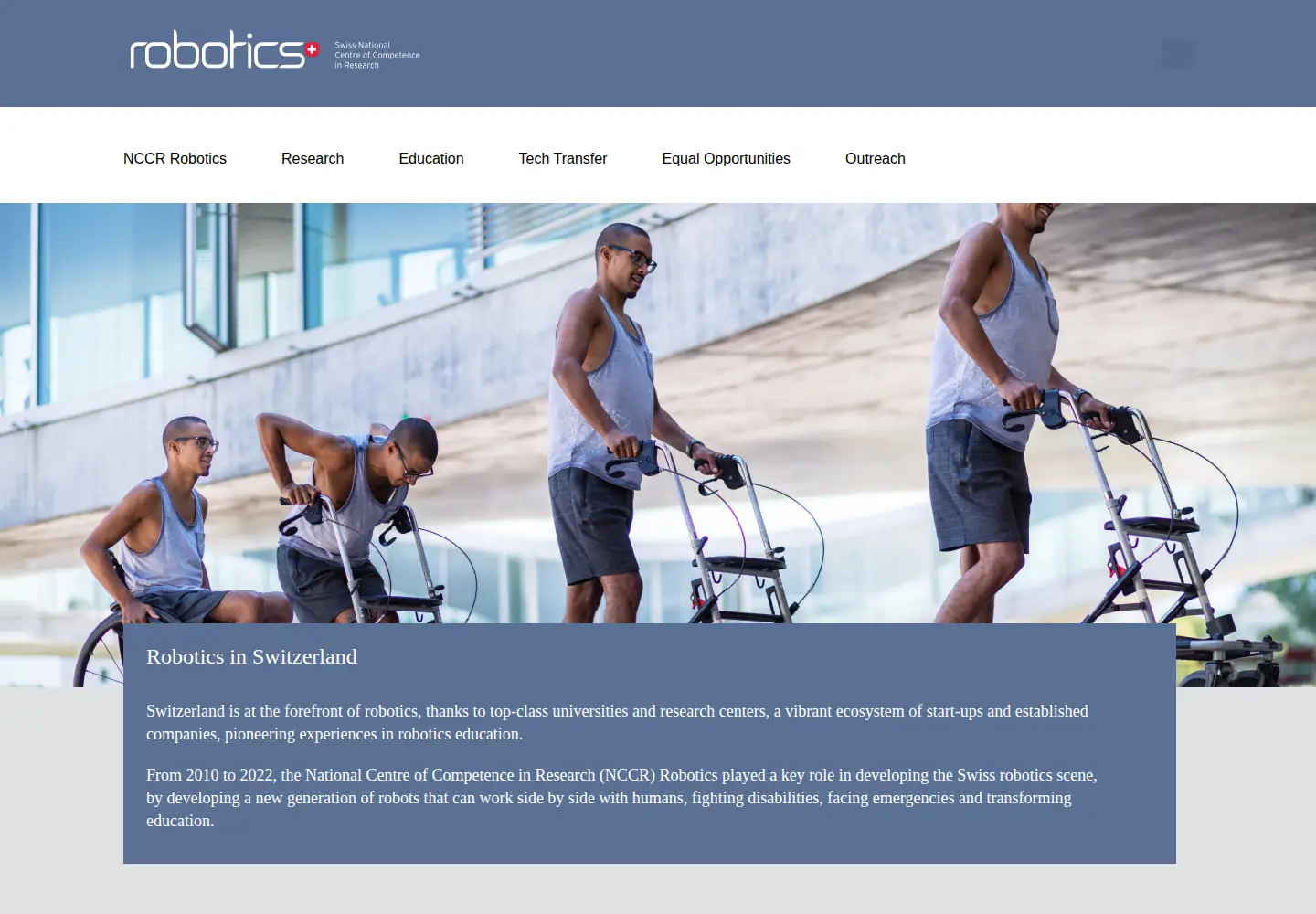 Screenshot of nccr-robotics.ch