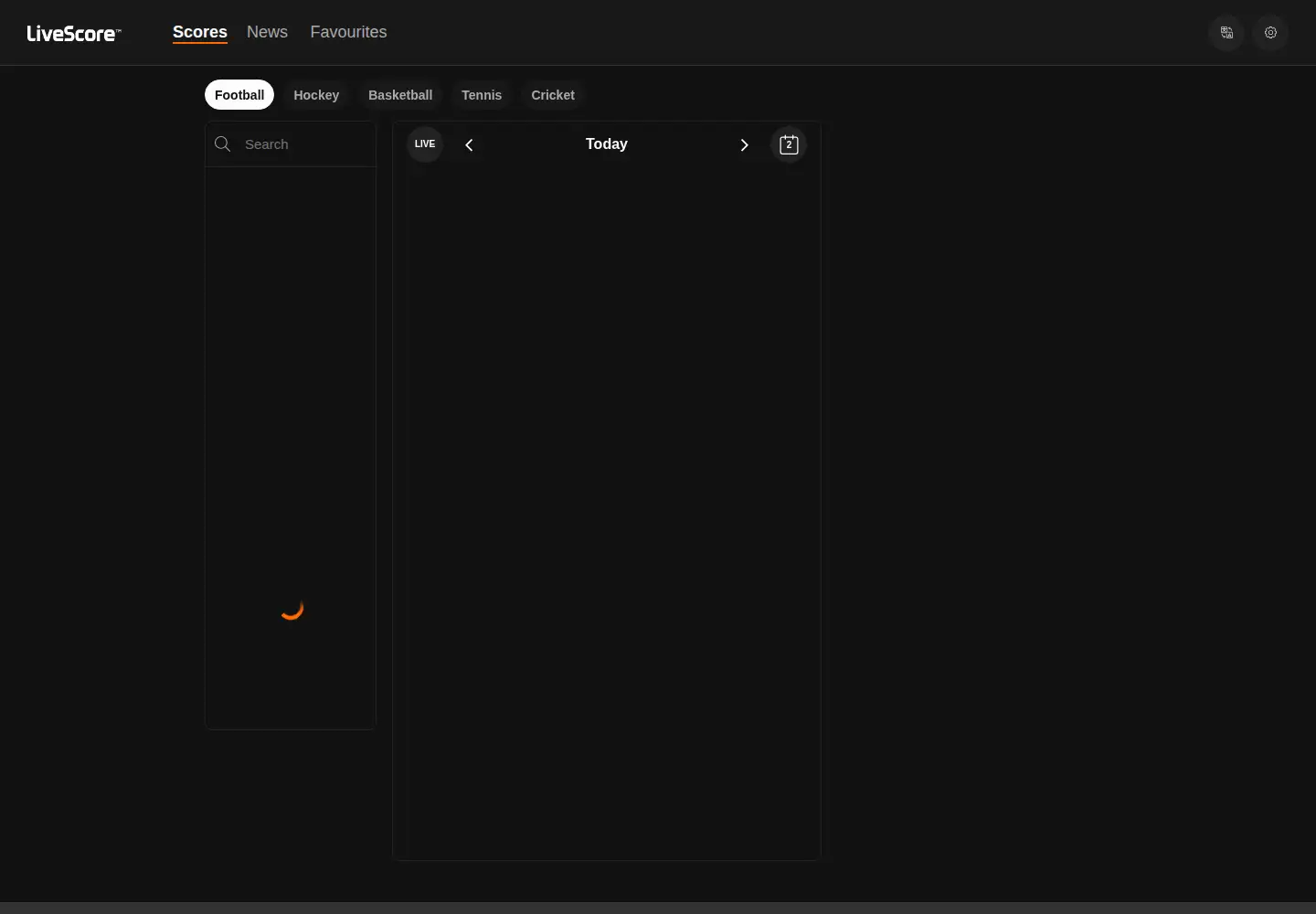 Screenshot of livescore.com