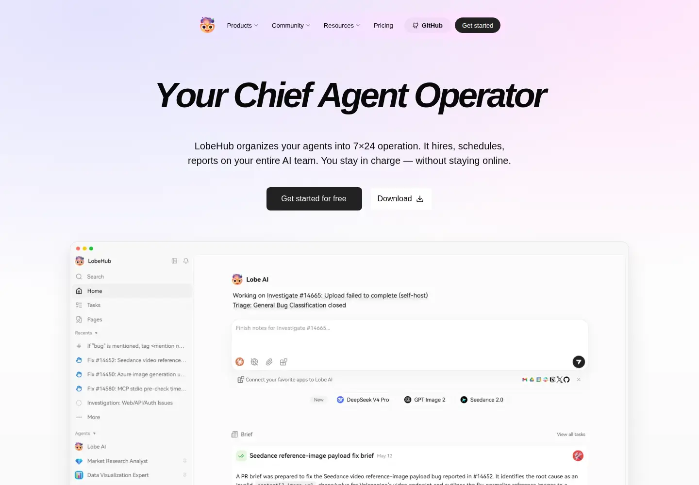 Screenshot of lobehub.com