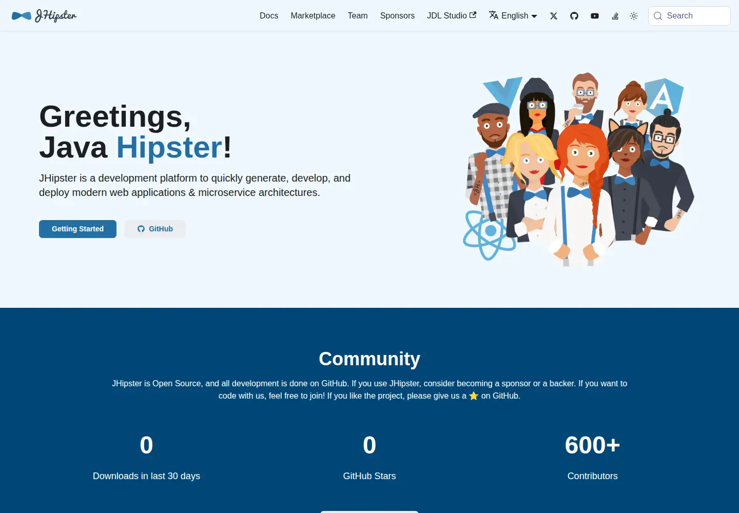 Screenshot of jhipster.tech