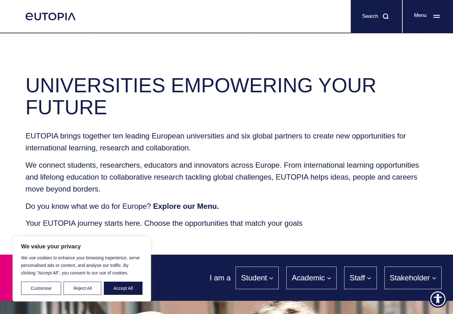 Screenshot of eutopia-university.eu