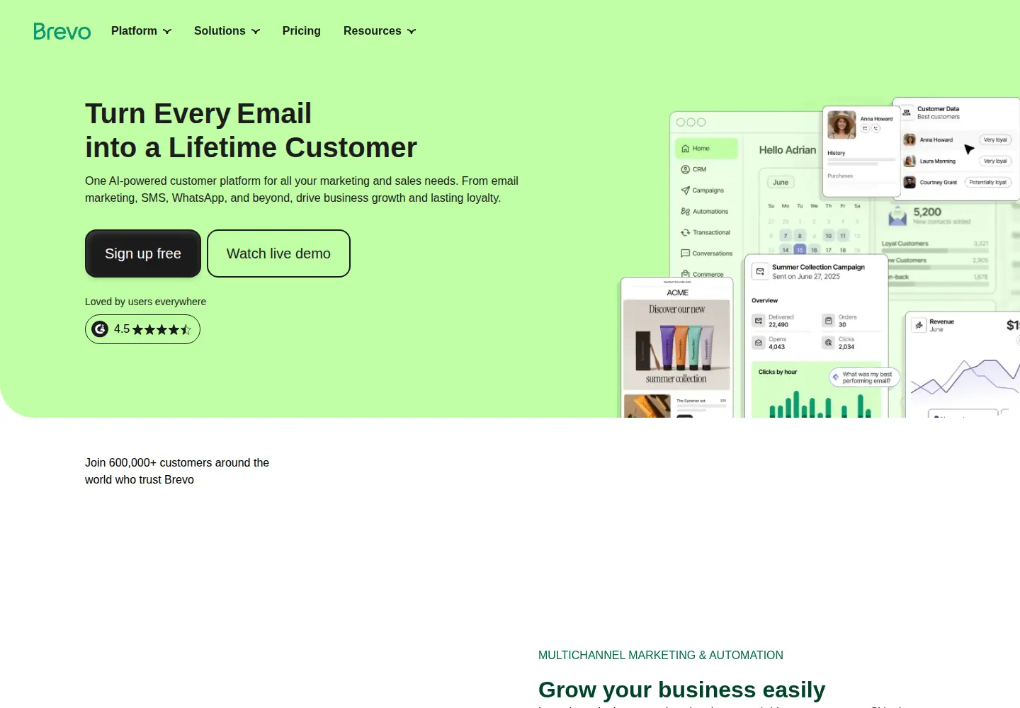 Screenshot of sendinblue.com