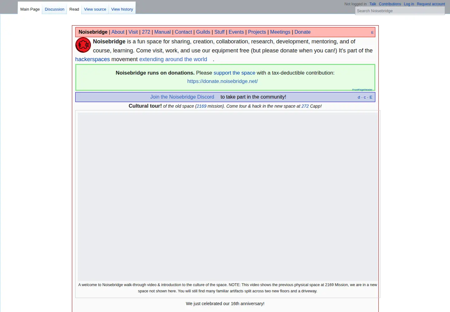 Screenshot of noisebridge.net