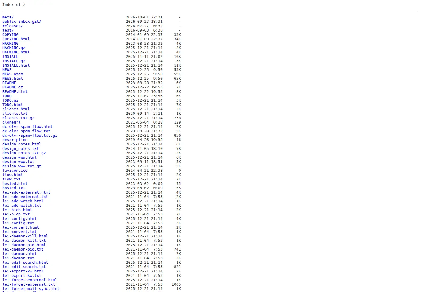 Captured homepage of public-inbox.org in the current scan