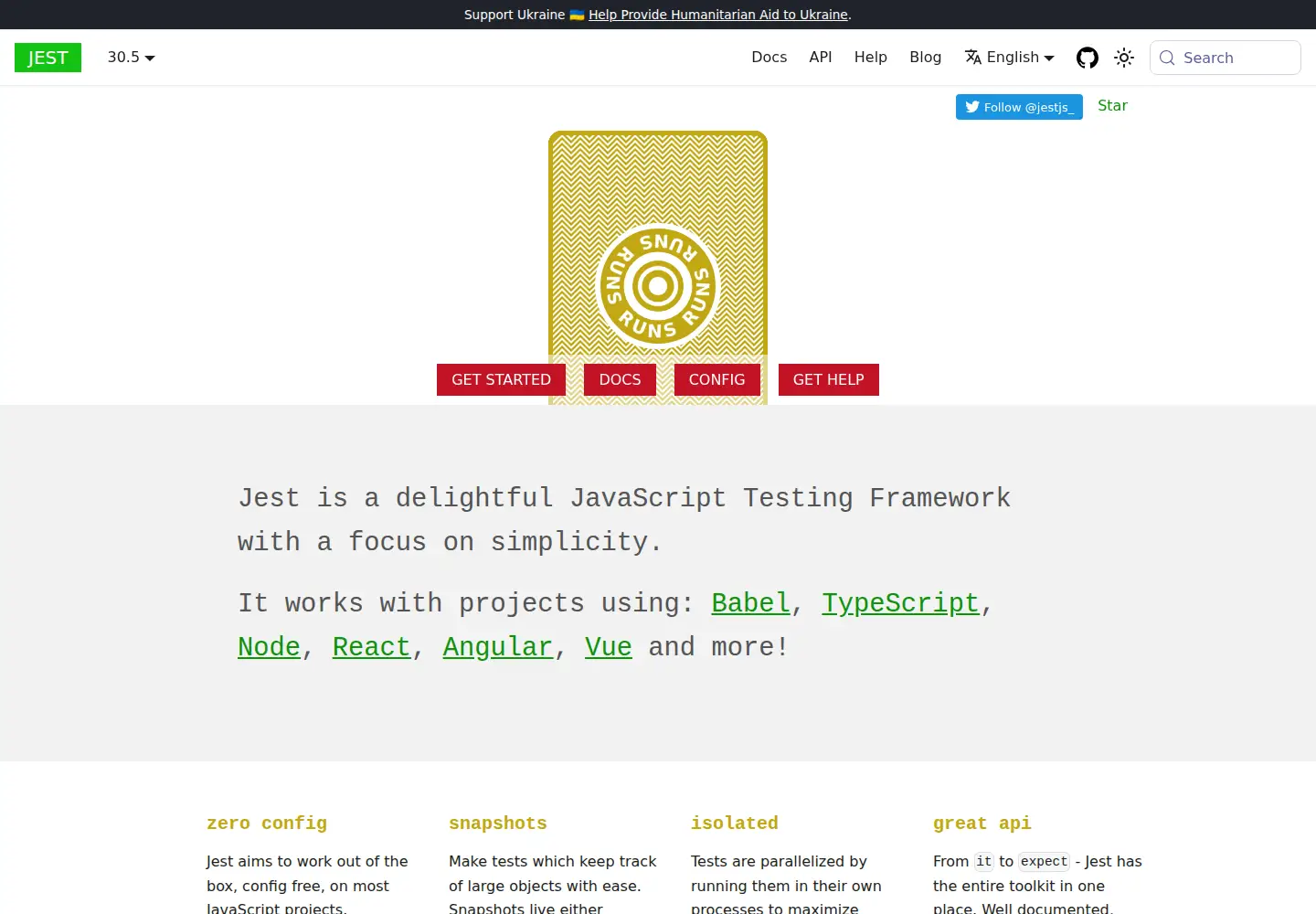 Screenshot of jestjs.io