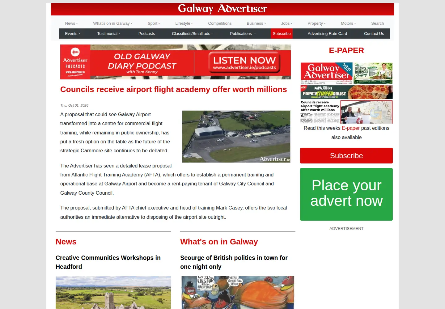Screenshot of advertiser.ie