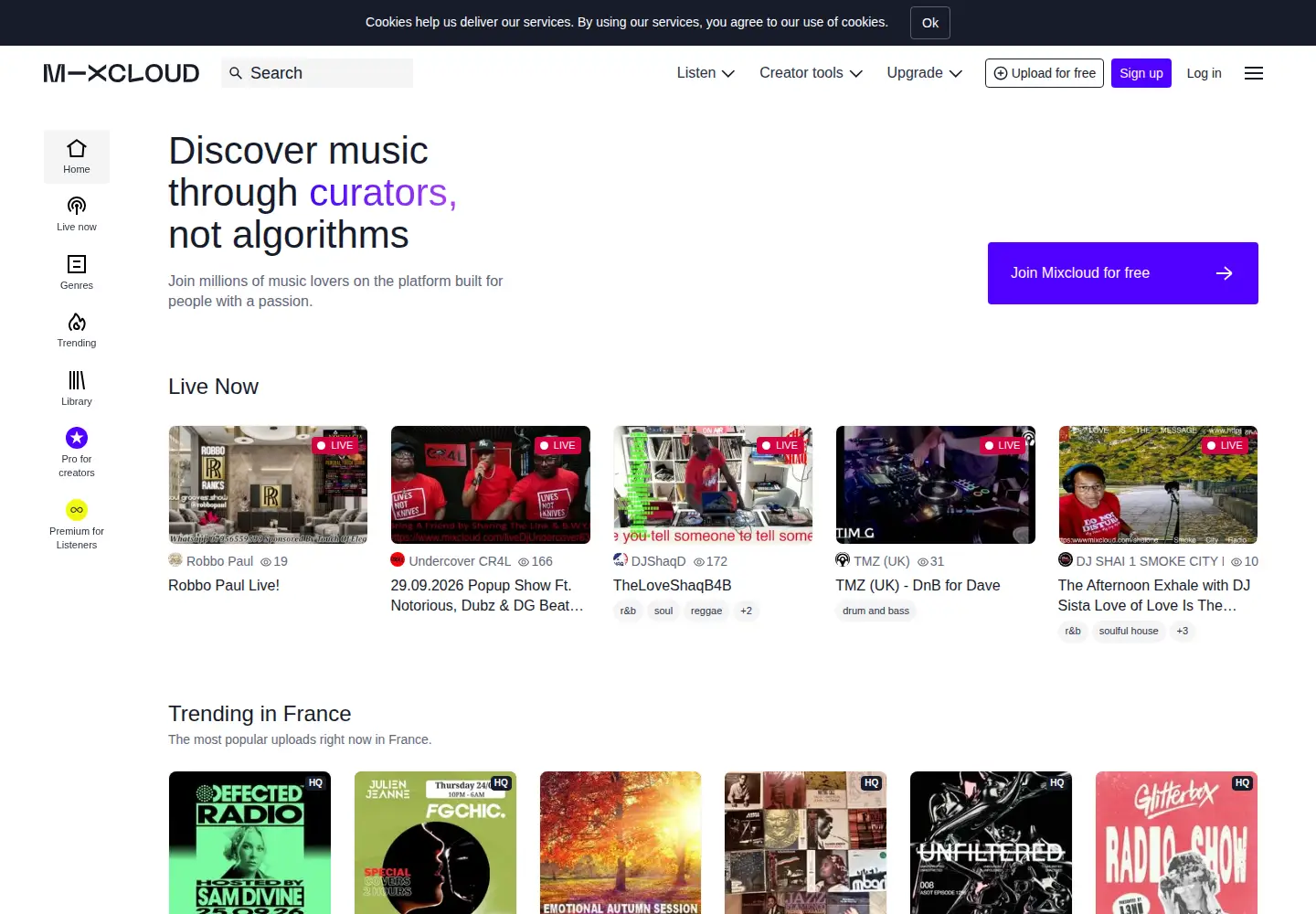 Screenshot of mixcloud.com