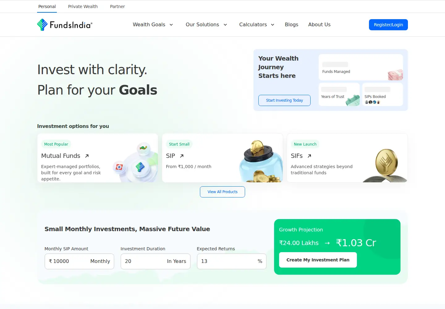 Screenshot of fundsindia.com