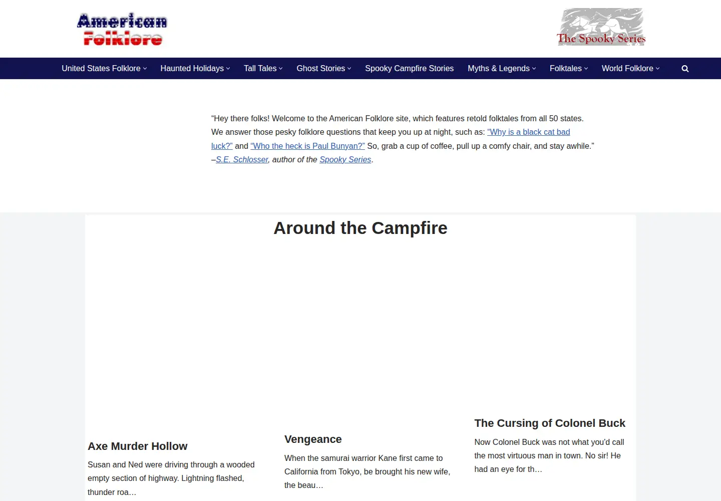 Screenshot of americanfolklore.net