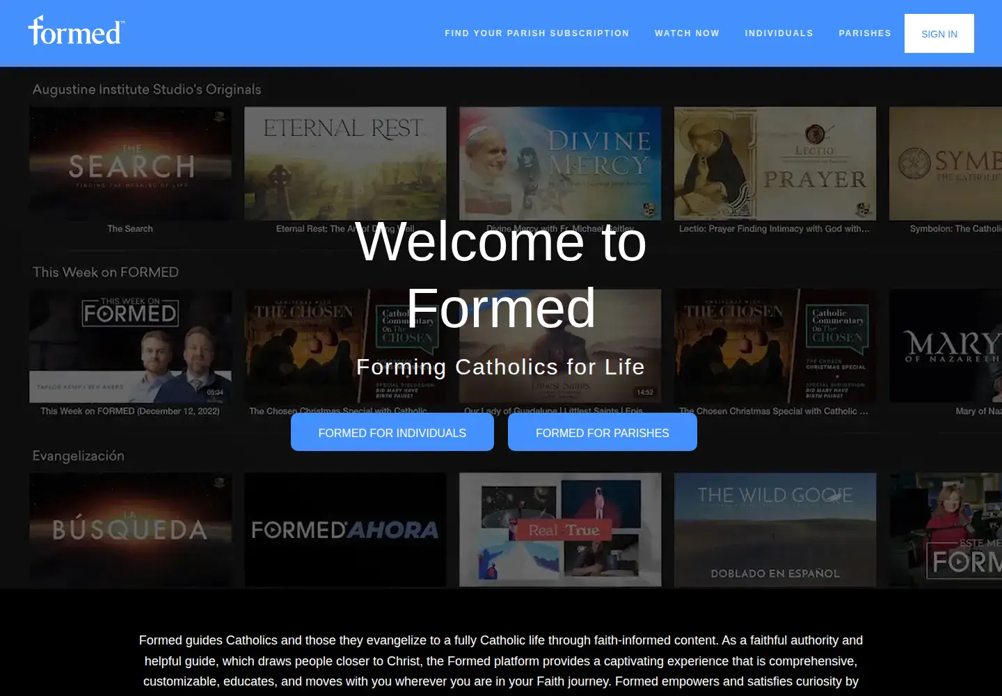 Screenshot of formed.org