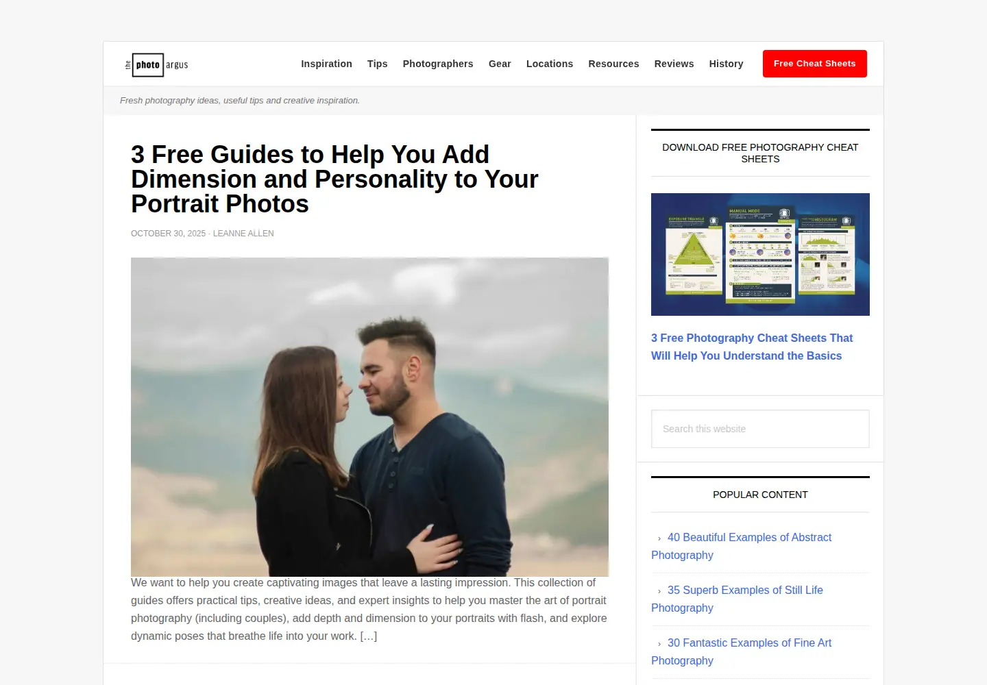 Screenshot of thephotoargus.com