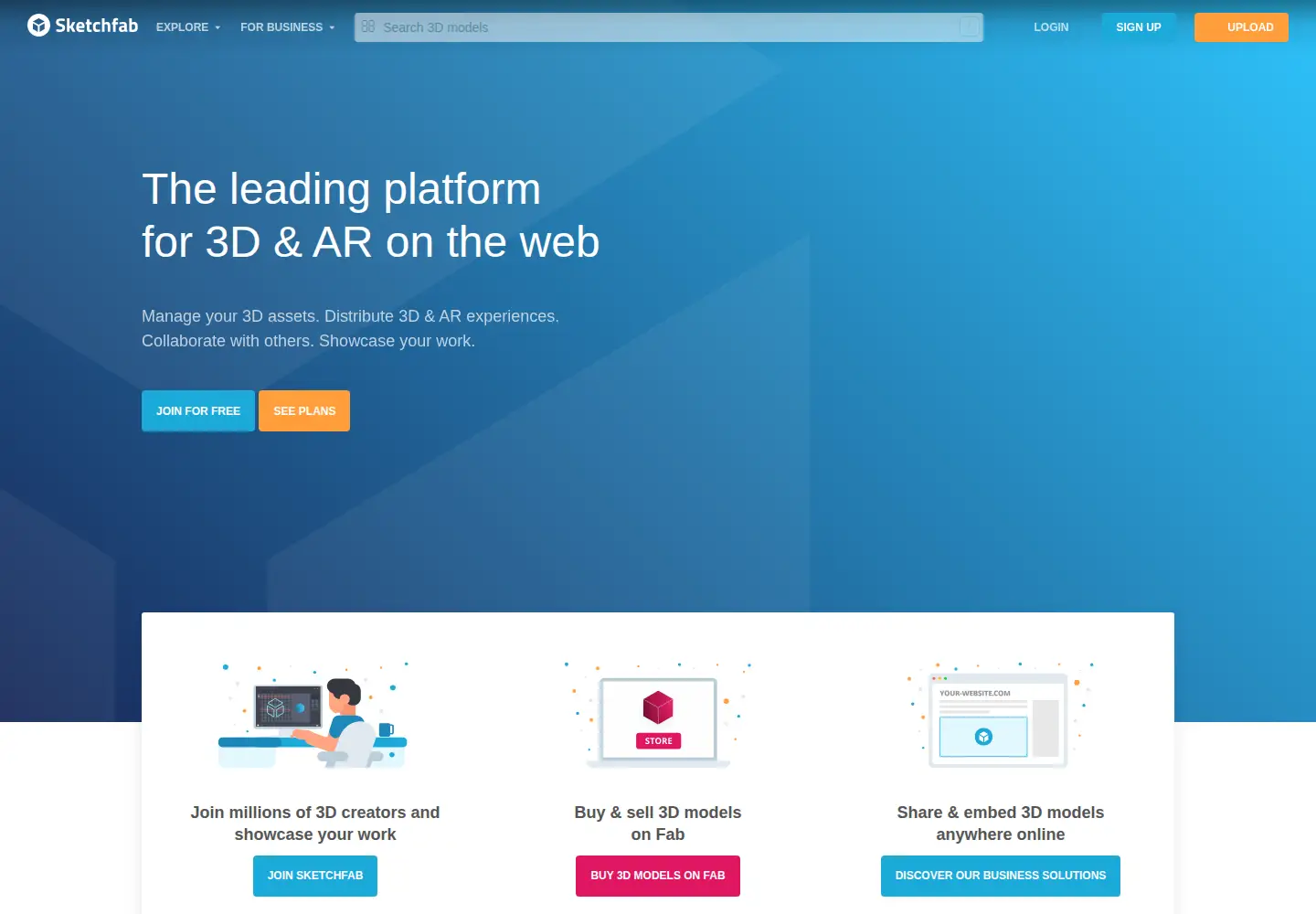 Screenshot of sketchfab.com