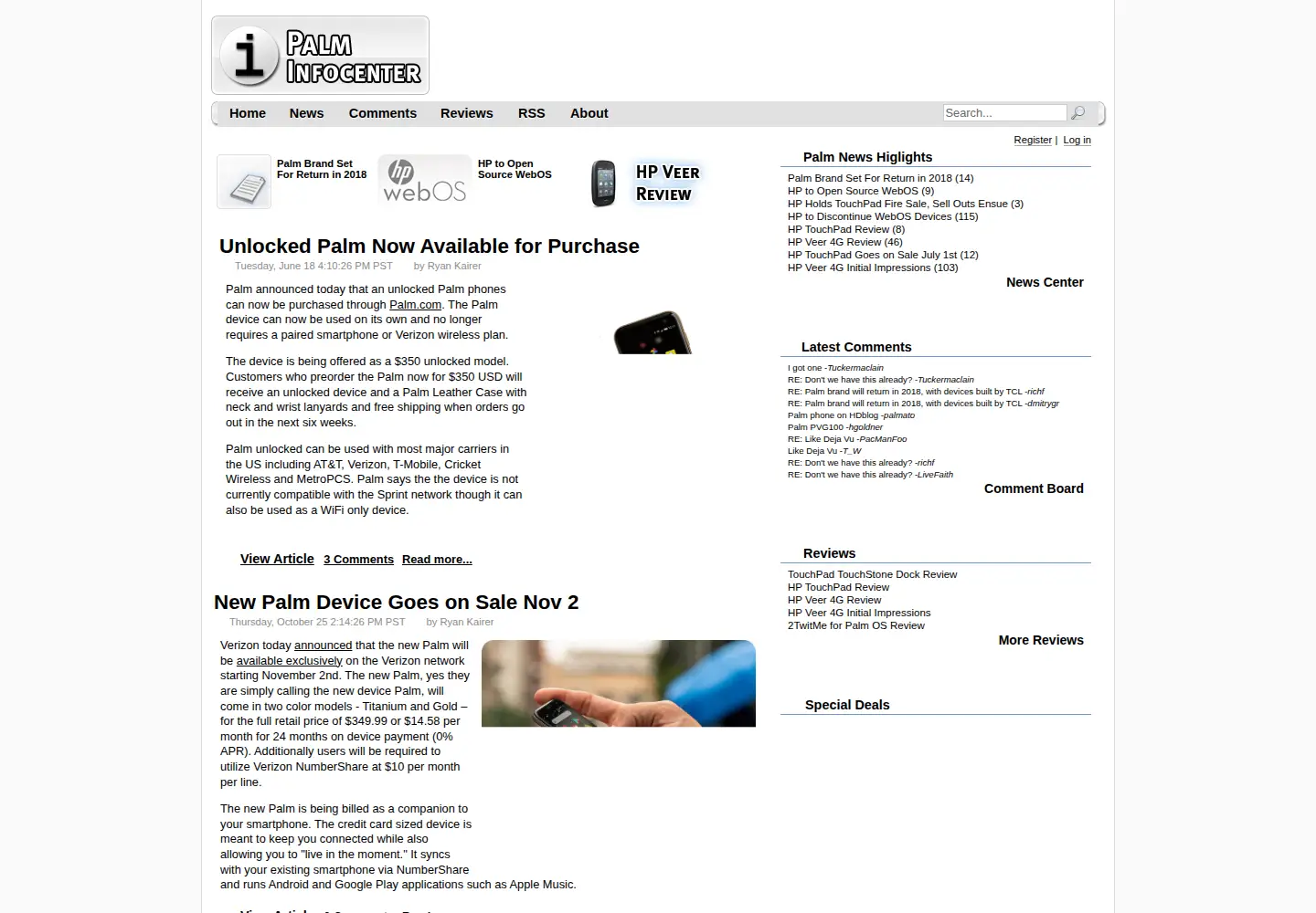 Screenshot of palminfocenter.com