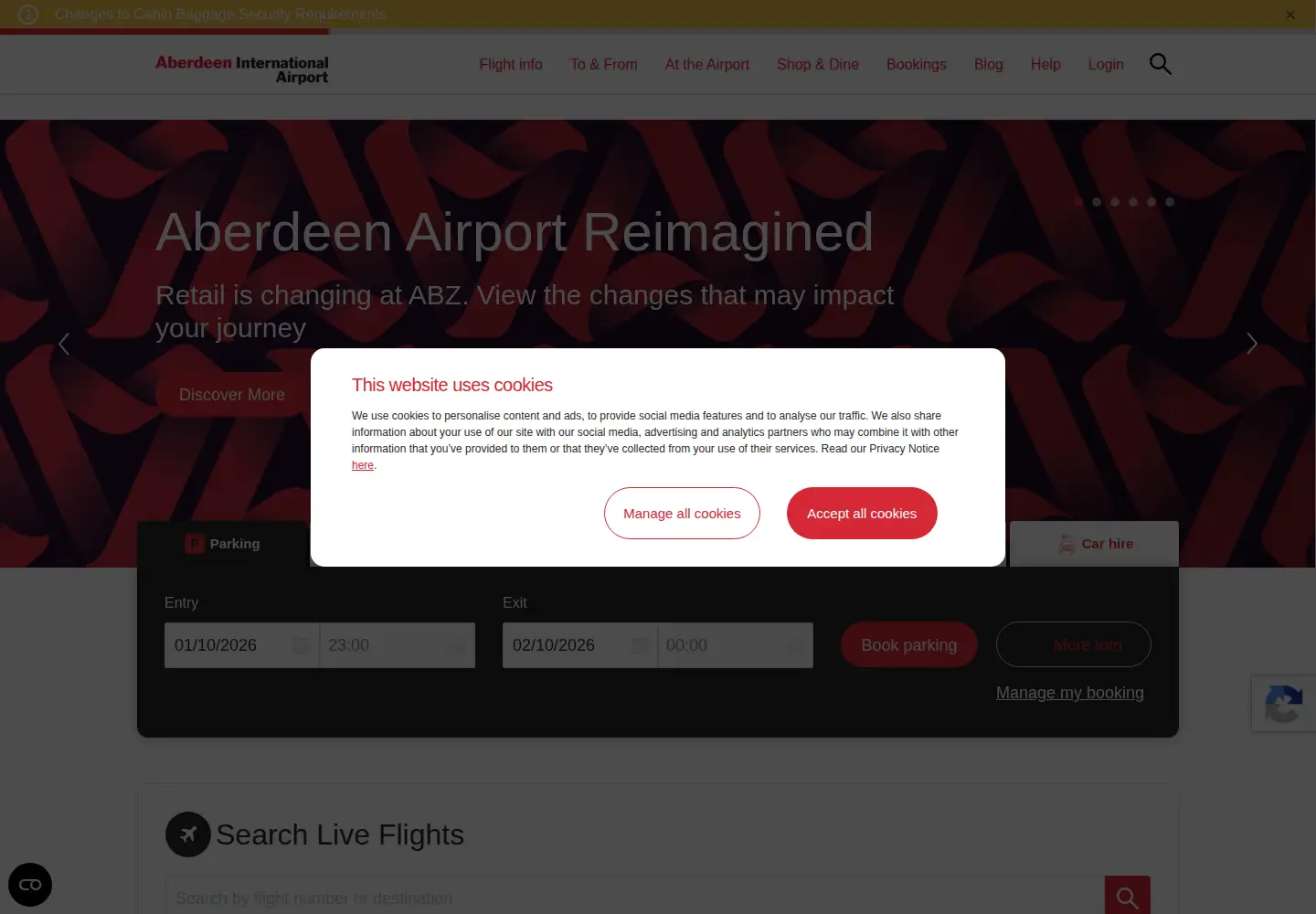 Screenshot of aberdeenairport.com