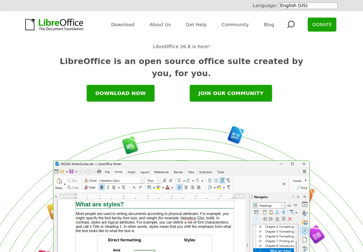 Screenshot of libreoffice.org