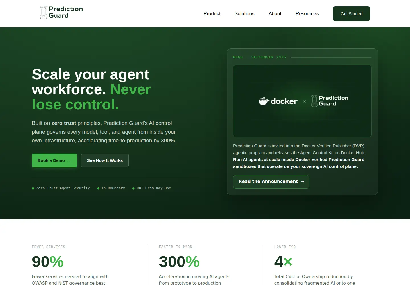 Captured homepage of predictionguard.com in the current scan