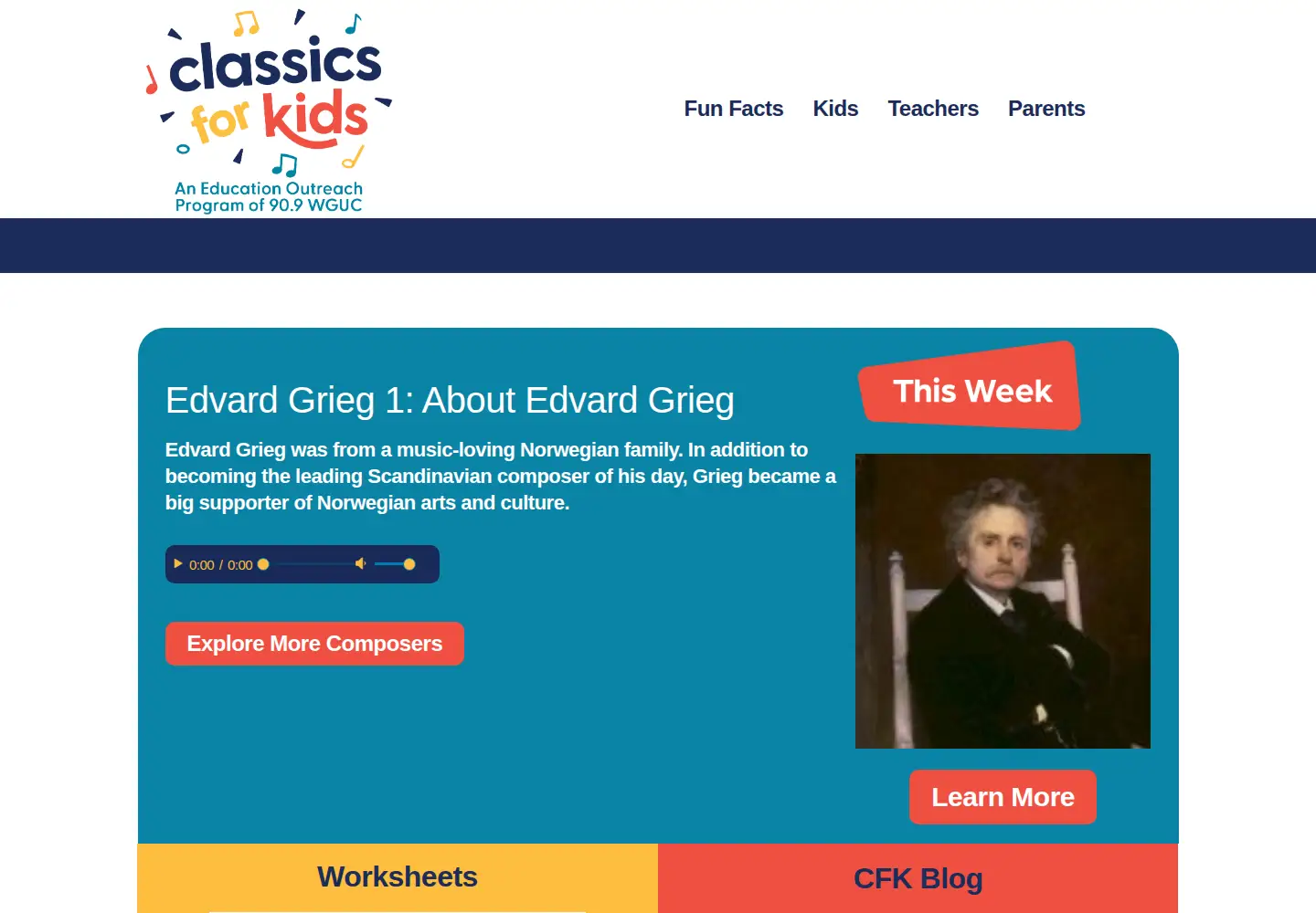 Screenshot of classicsforkids.com