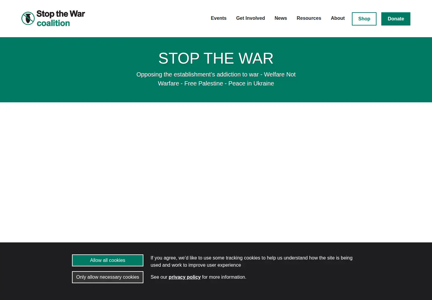 Screenshot of stopwar.org.uk