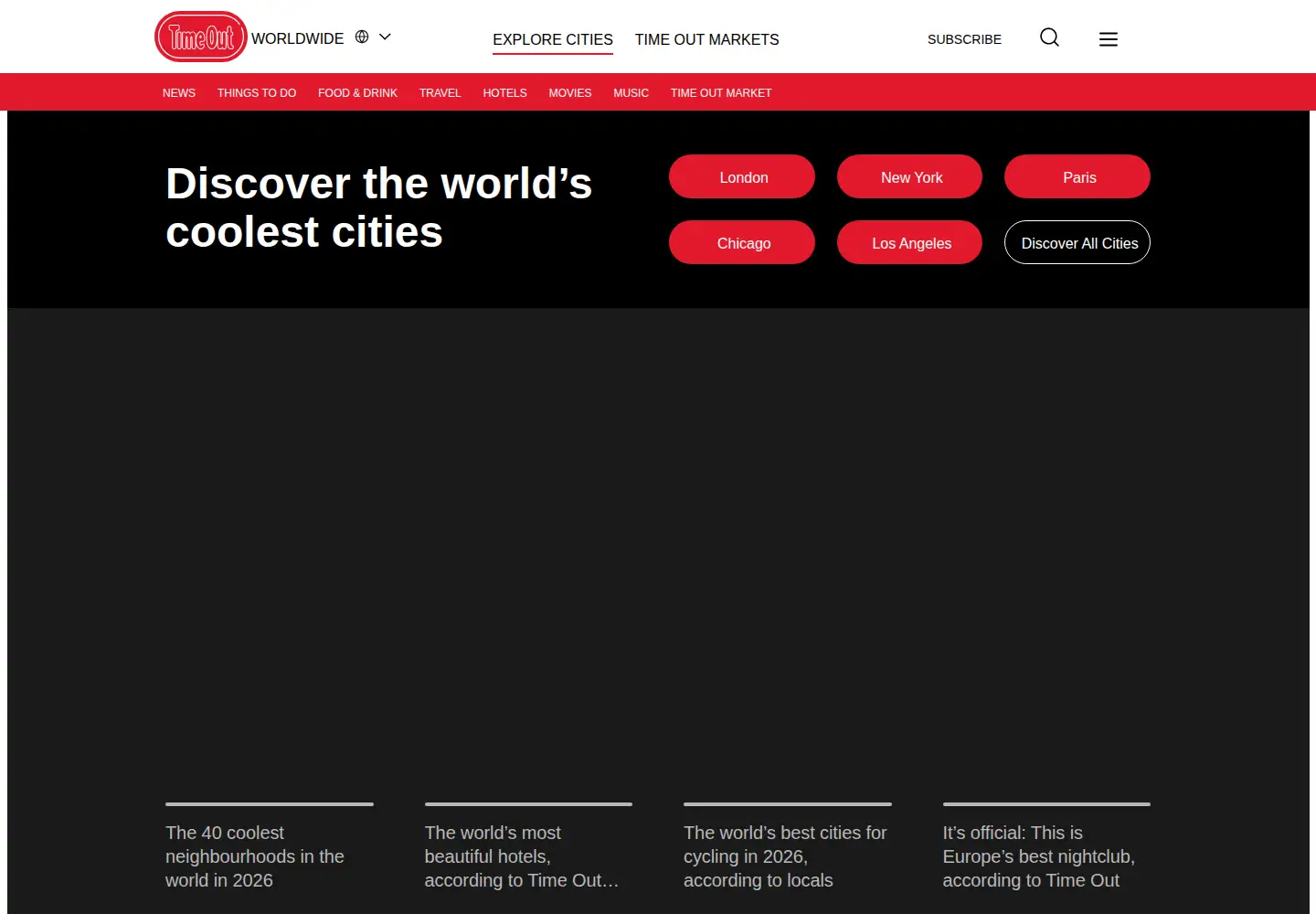Screenshot of timeout.com