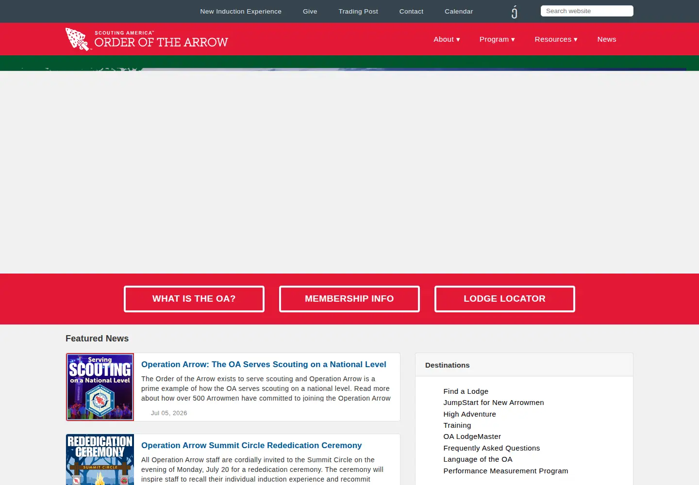 Captured homepage of oa-bsa.org in the current scan