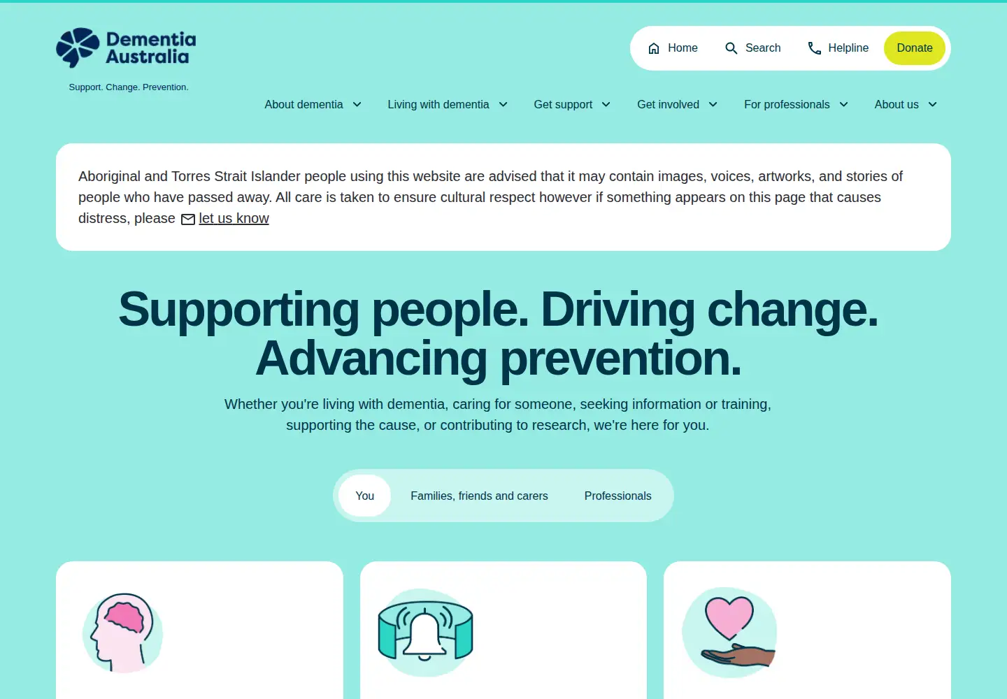Screenshot of dementia.org.au