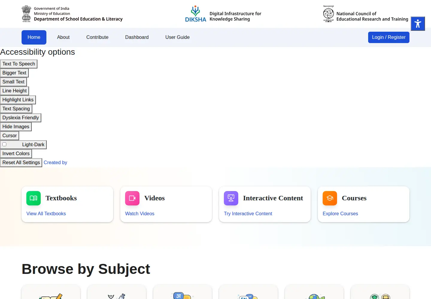 Screenshot of diksha.gov.in
