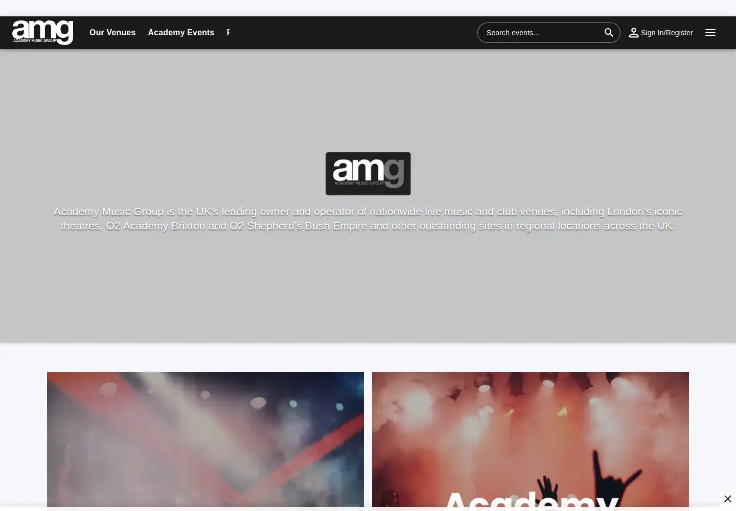 Screenshot of academymusicgroup.com