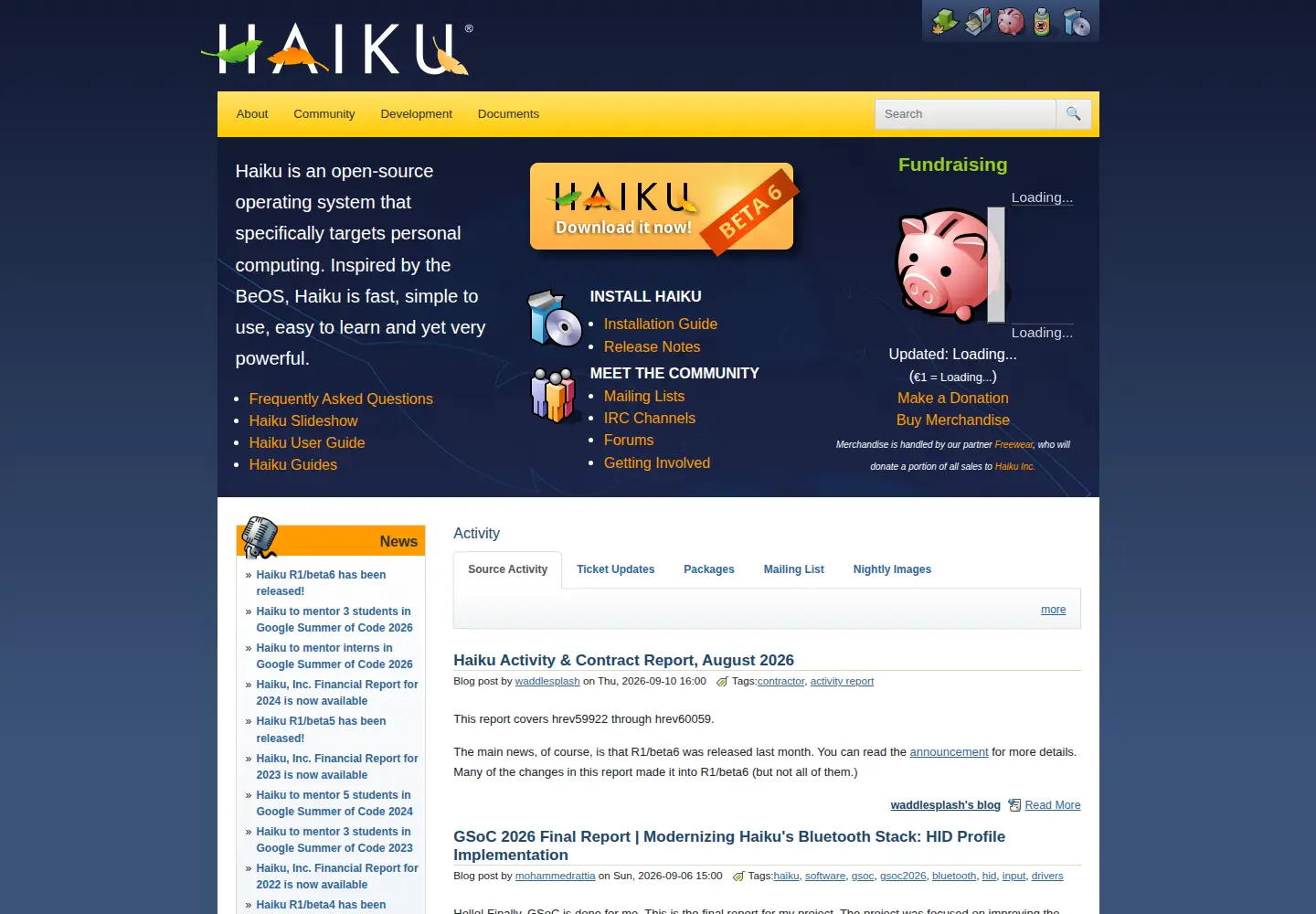 Screenshot of haiku-os.org