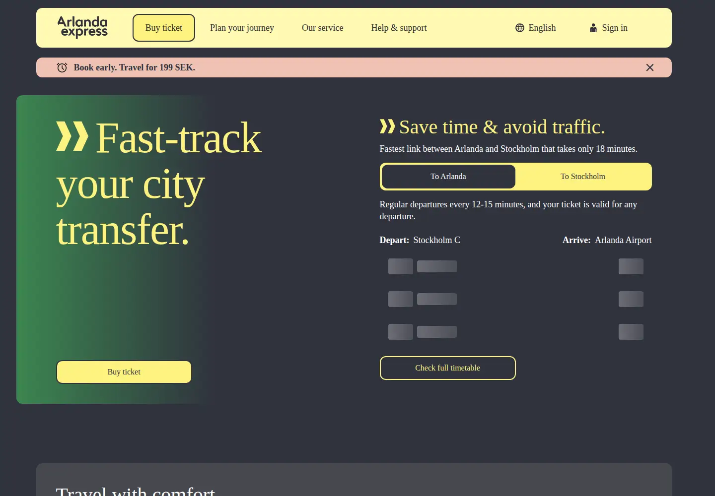 Screenshot of arlandaexpress.com