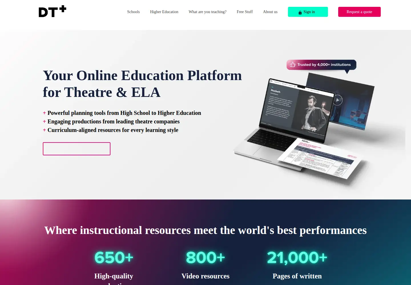 Screenshot of digitaltheatreplus.com