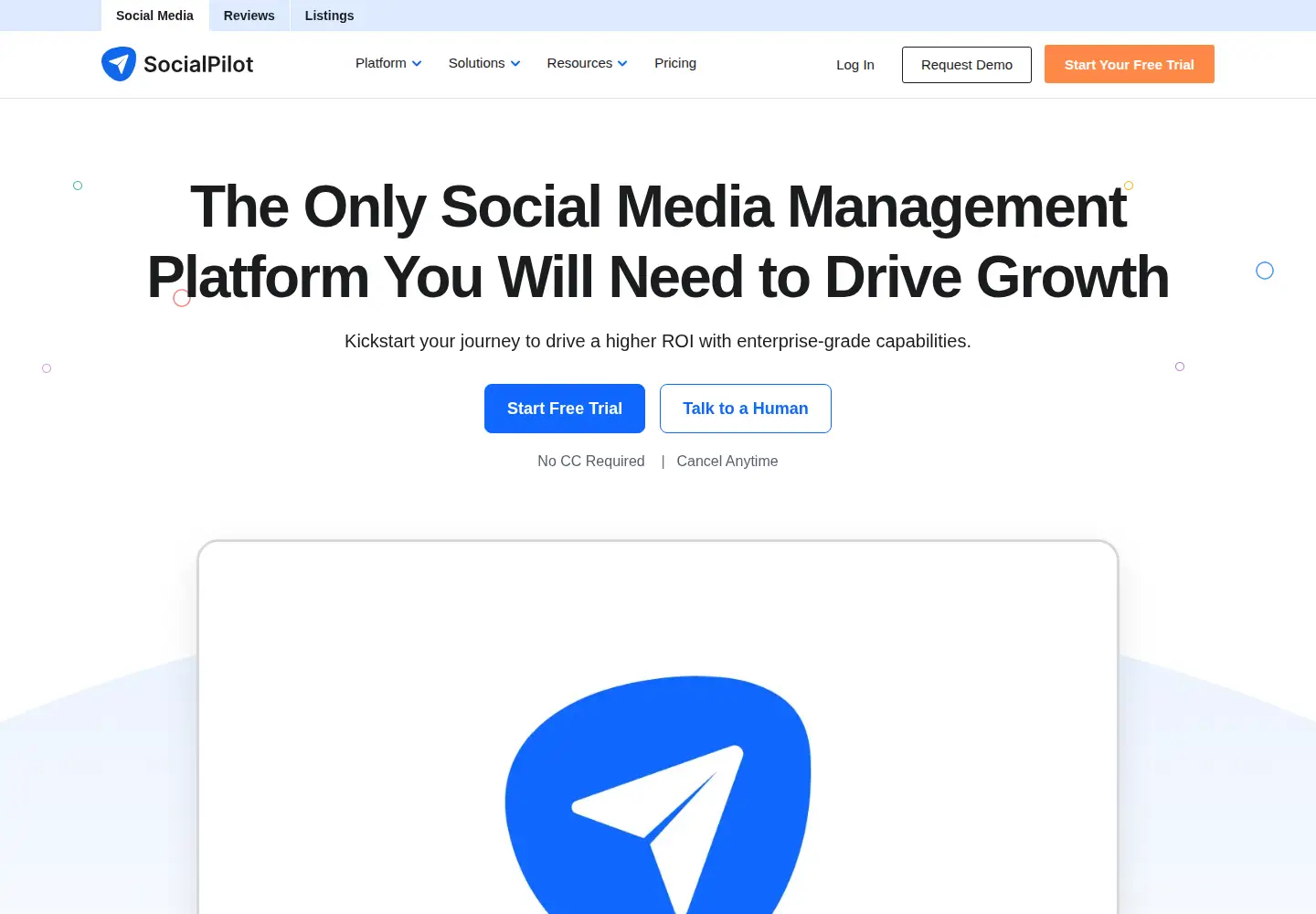Screenshot of socialpilot.co