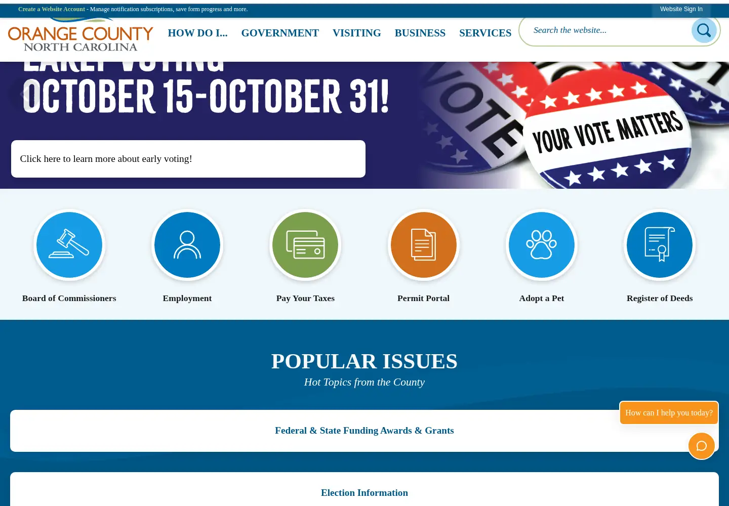 Screenshot of orangecountync.gov