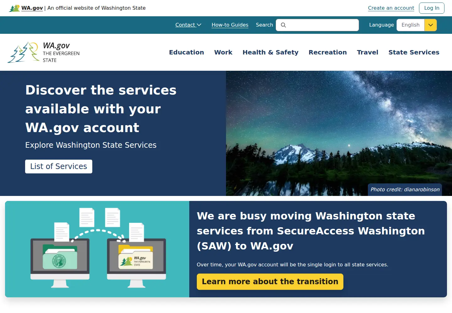 Screenshot of wa.gov