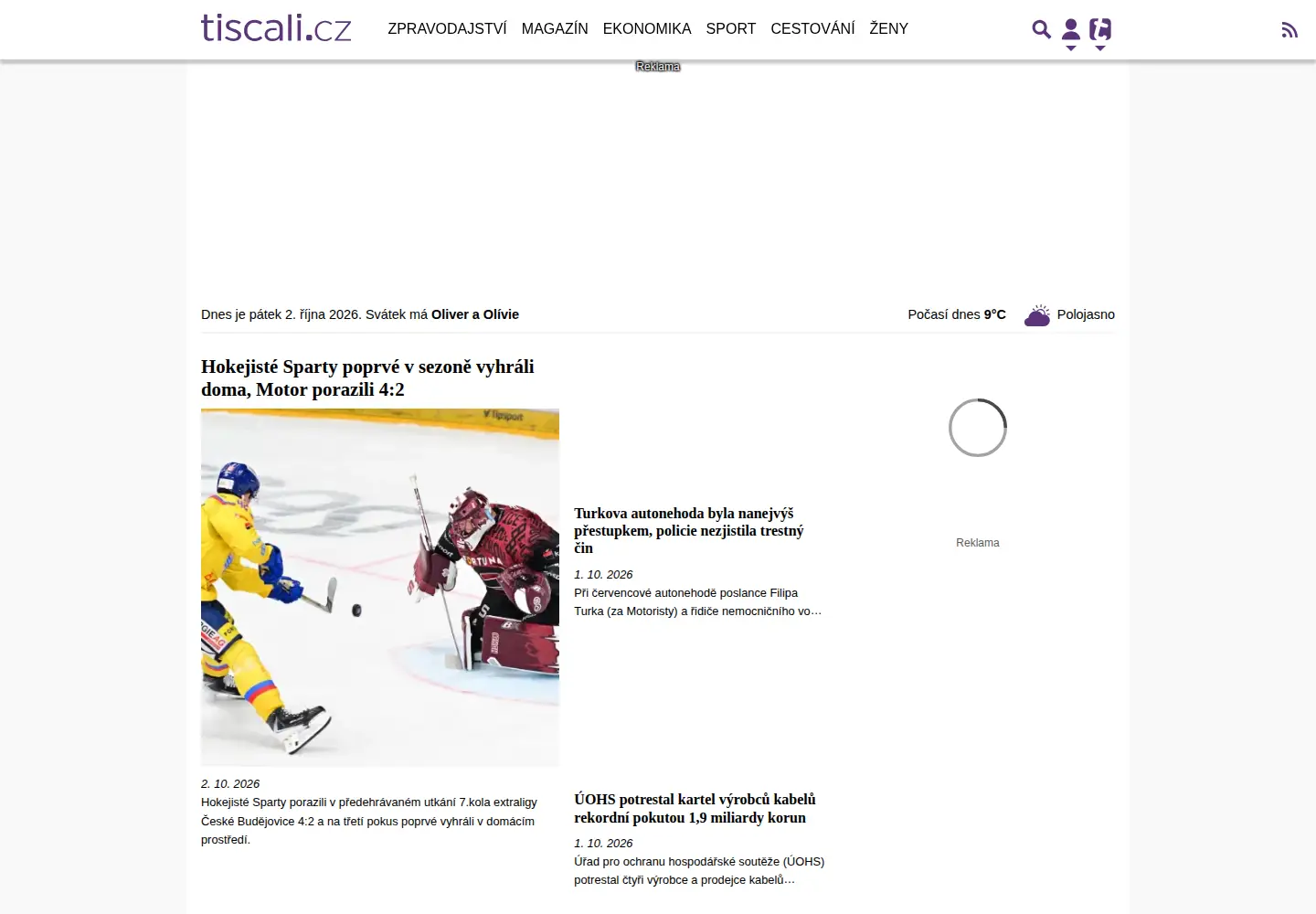 Screenshot of tiscali.cz