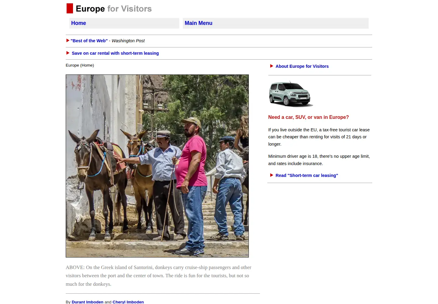Screenshot of europeforvisitors.com